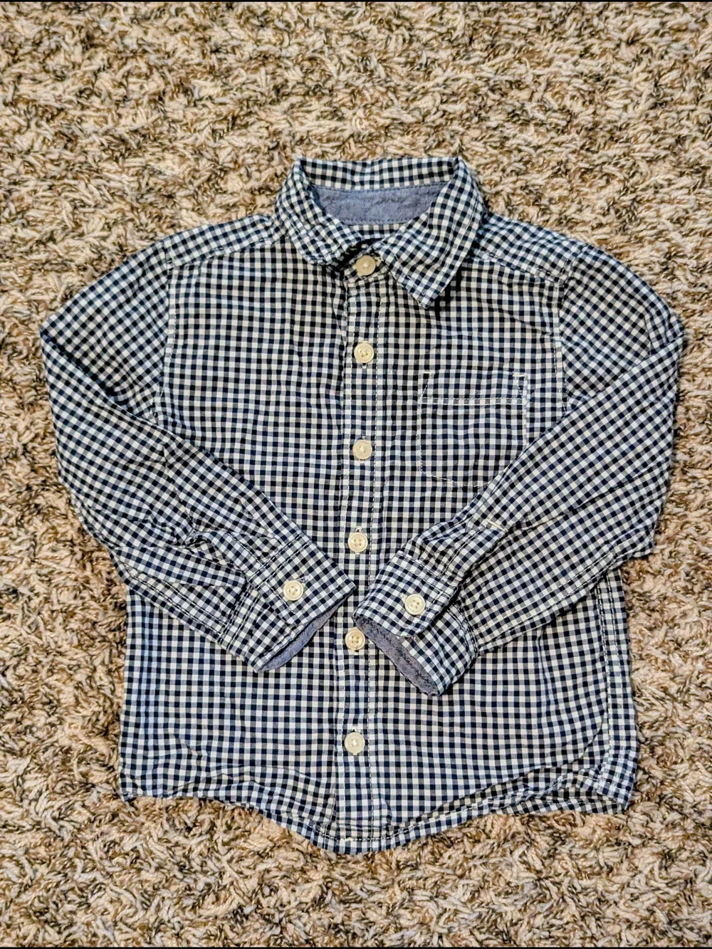 OshKosh B'gosh 2T Navy & White Gingham Button-Down Shirt